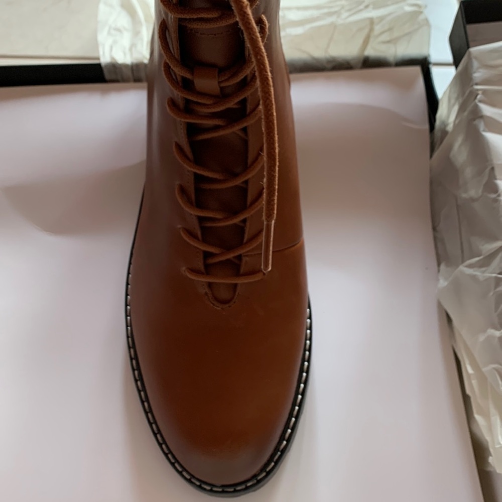 NWT J. Crew Gwen Refined Leather Lace-Up Boot Rich Oak 12 and size 9